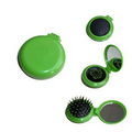 Round Plastic Compact Mirror With Comb